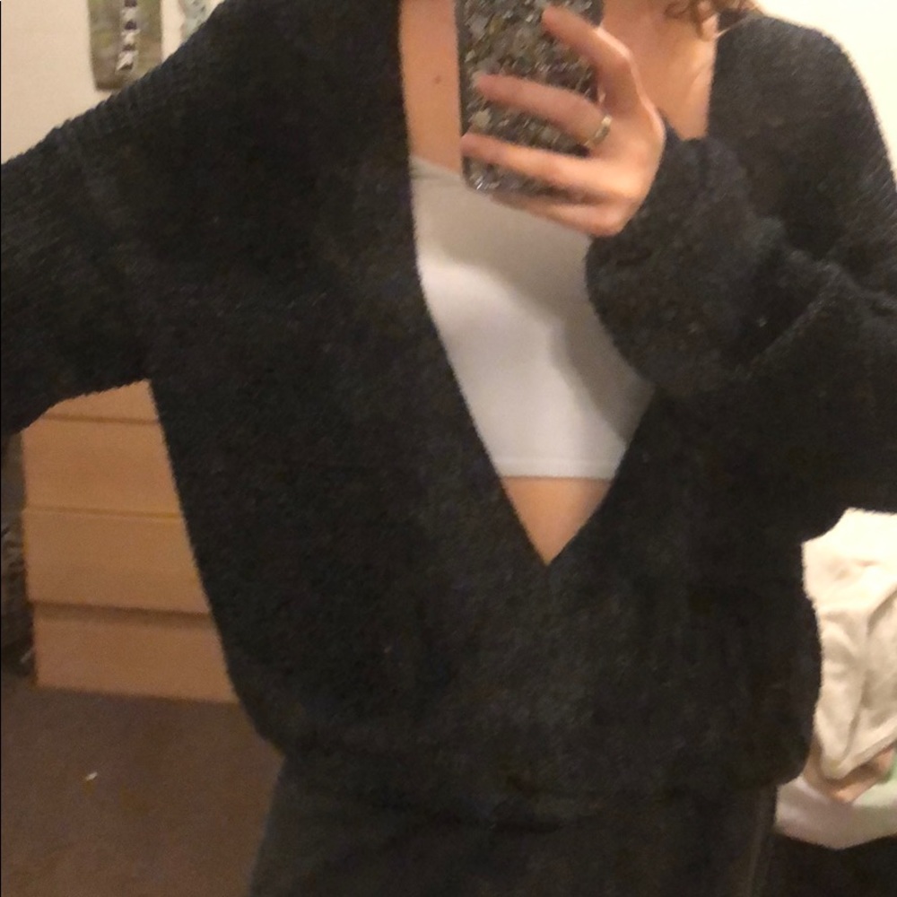 Oversized, deep V sweater